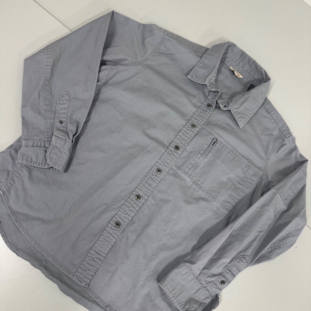 Wrangler Riggs Workwear Shirt Women Large Grey Excellent Snap Front Utility Top‎
